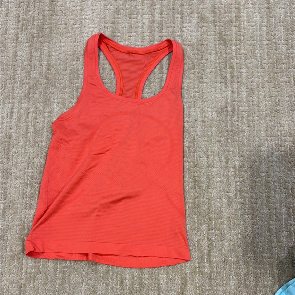 Lululemon Athletica Orange Fitted Tank Top